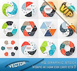 信息数据图表：Infographic and diagram design elements vector